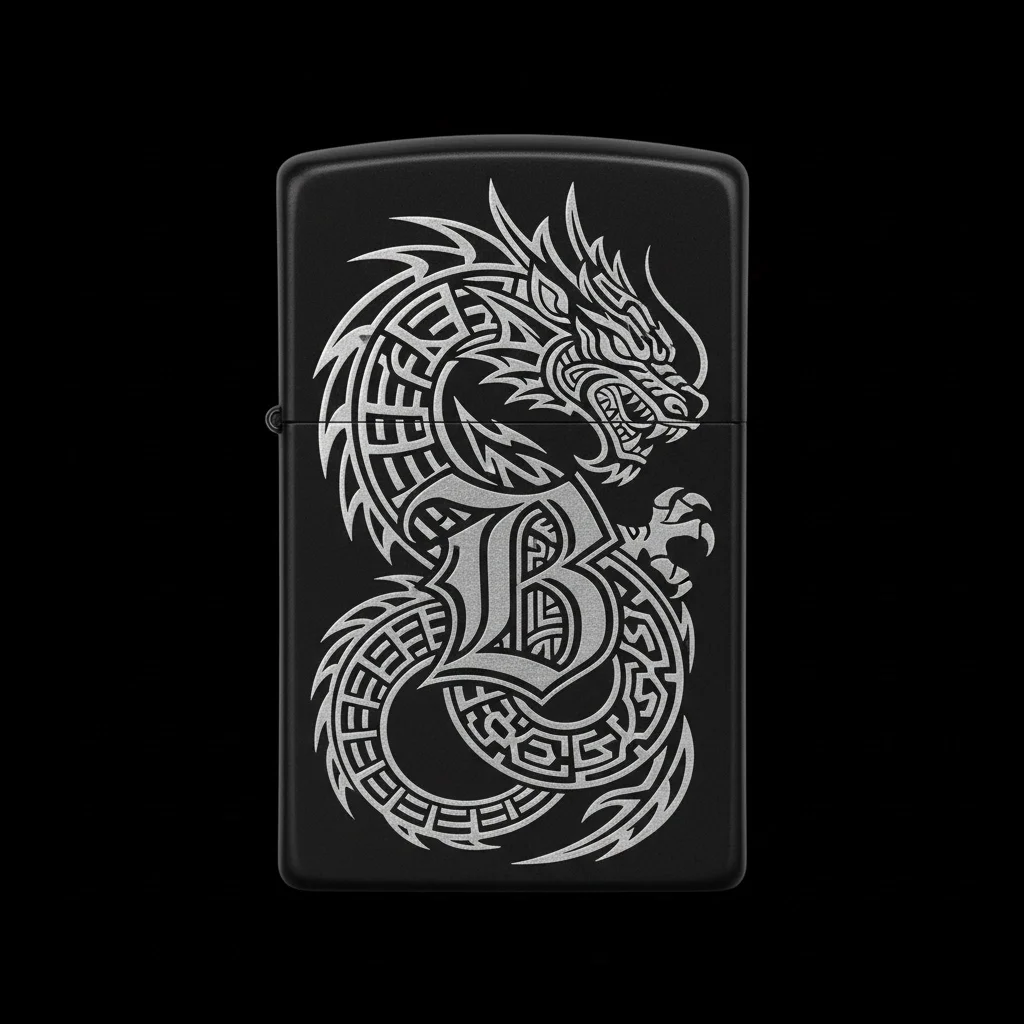 Zippo Ejderha Figürlü B Harfli Tasarım - V19