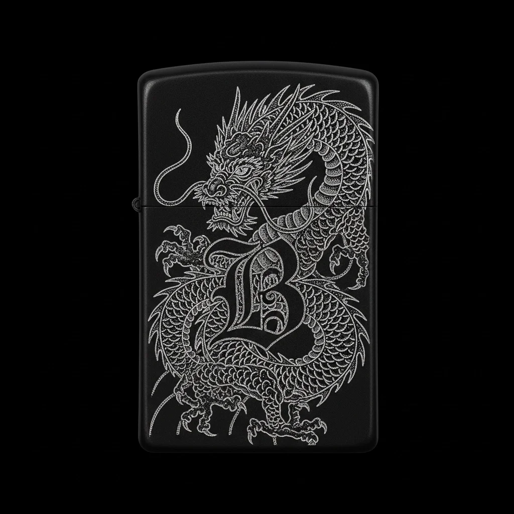 Zippo Ejderha Figürlü B Harfli Tasarım - V22