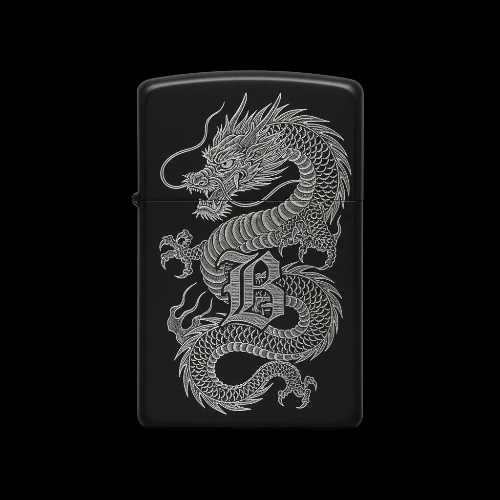 Zippo Ejderha Figürlü B Harfli Tasarım - V23