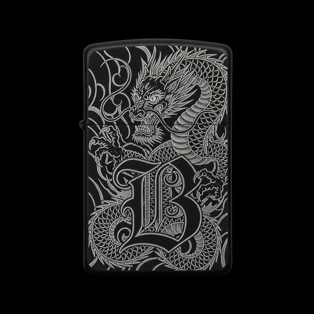 Zippo Ejderha Figürlü B Harfli Tasarım - V25