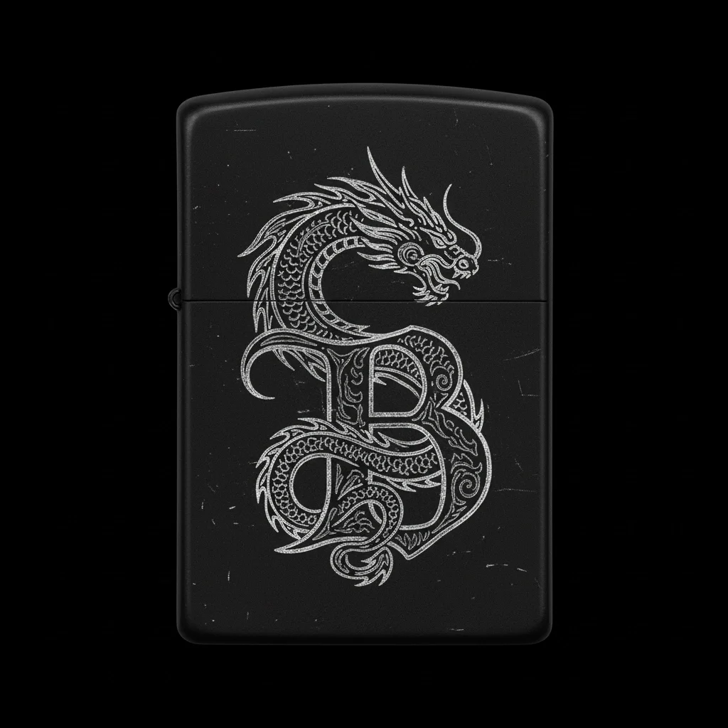 Zippo Ejderha Figürlü B Harfli Tasarım - V26
