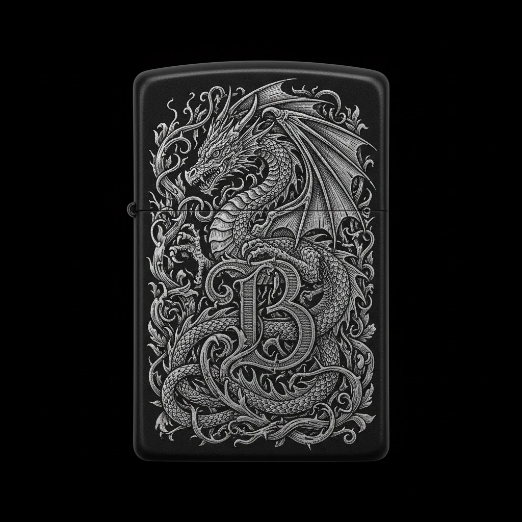 Zippo Ejderha Figürlü B Harfli Tasarım - V27