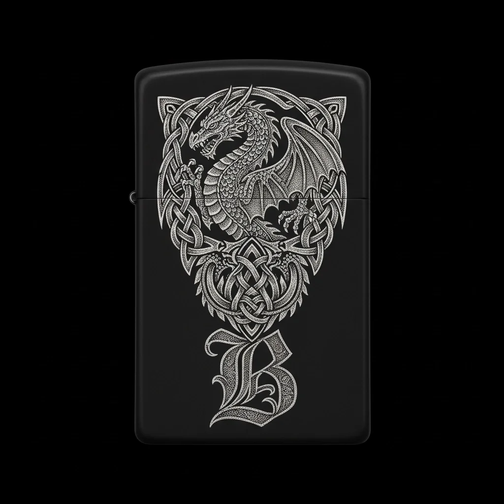 Zippo Ejderha Figürlü B Harfli Tasarım - V29