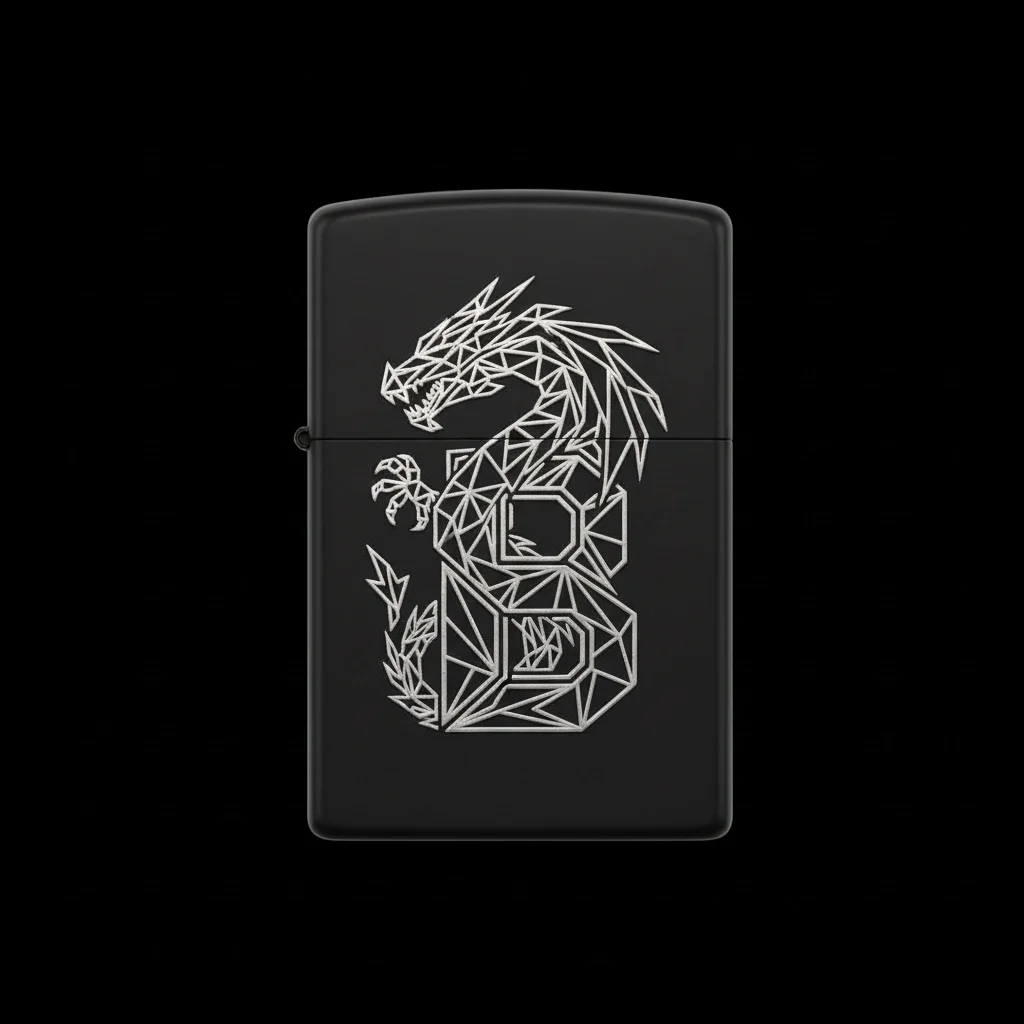 Zippo Ejderha Figürlü B Harfli Tasarım - V30