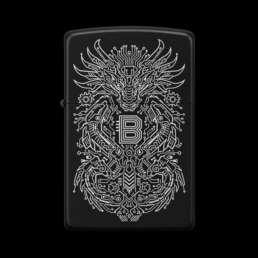 Zippo Ejderha Figürlü B Harfli Tasarım - V31