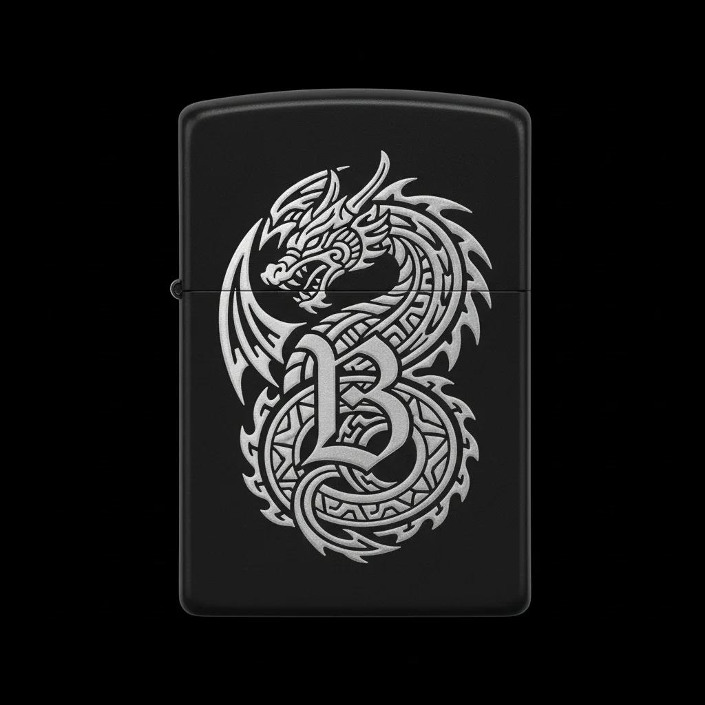 Zippo Ejderha Figürlü B Harfli Tasarım - V32