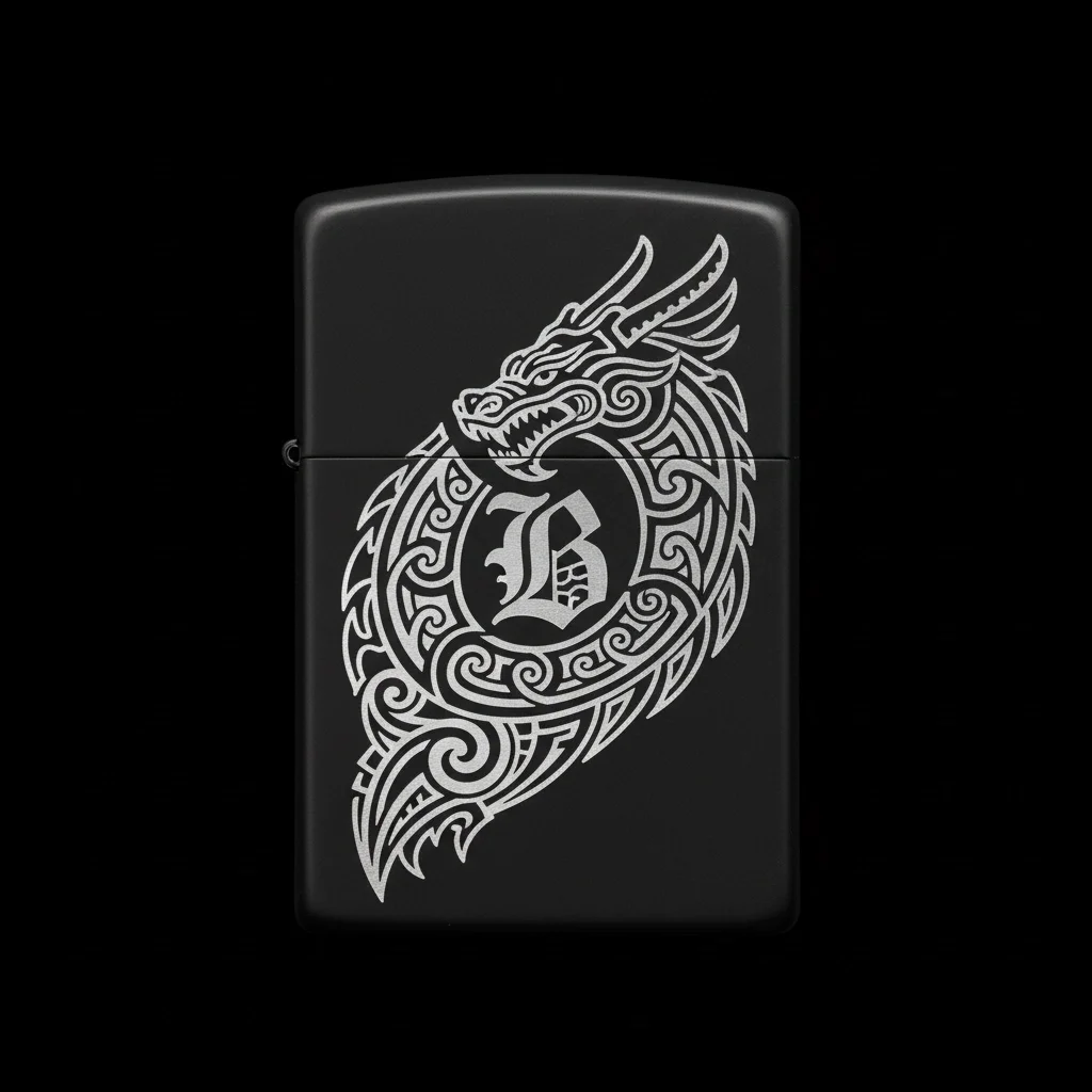 Zippo Ejderha Figürlü B Harfli Tasarım - V35