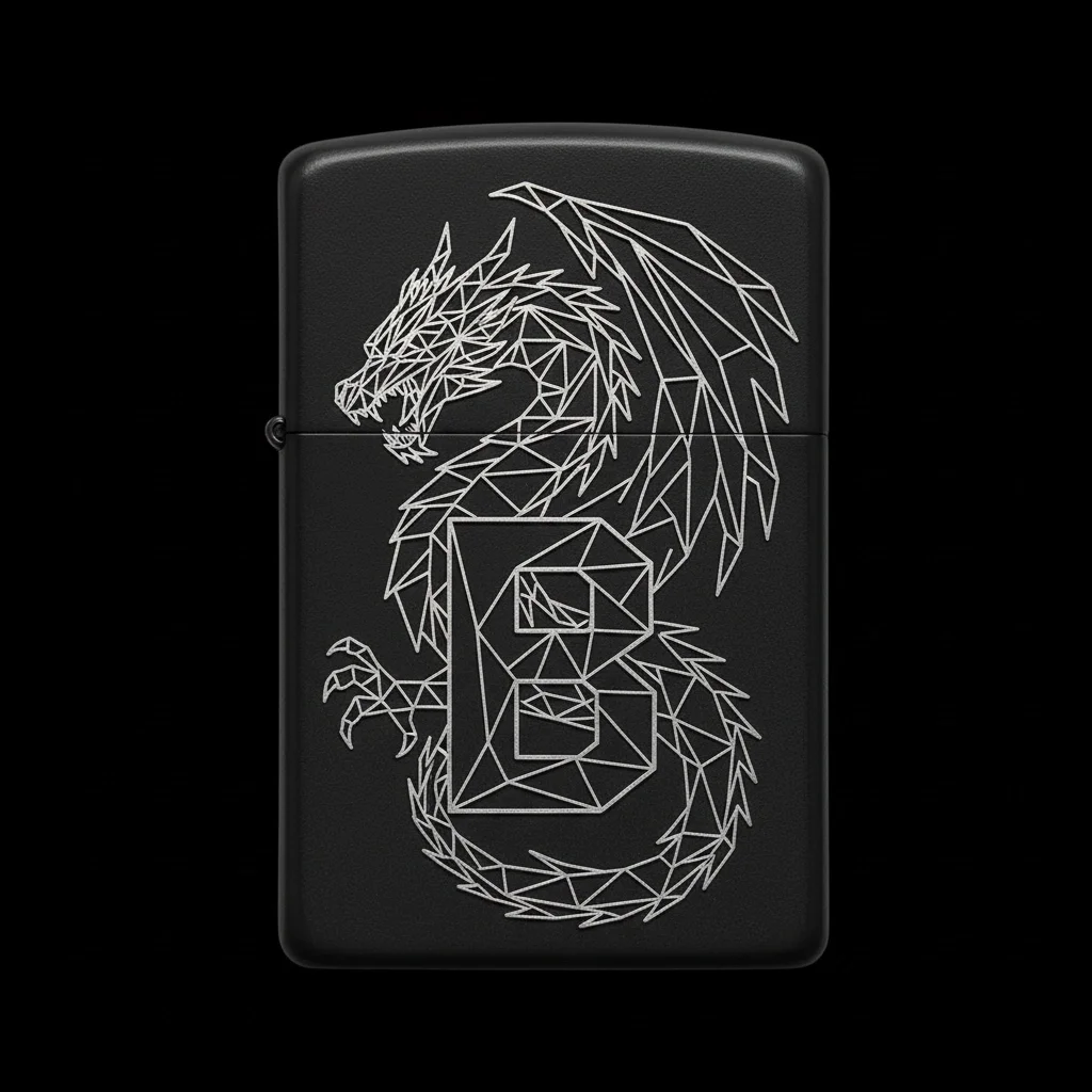 Zippo Ejderha Figürlü B Harfli Tasarım - V36