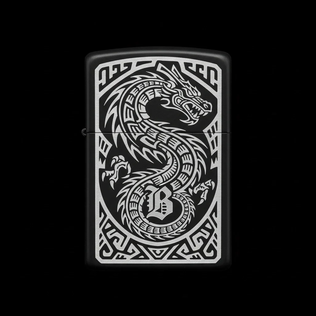 Zippo Ejderha Figürlü B Harfli Tasarım - V39