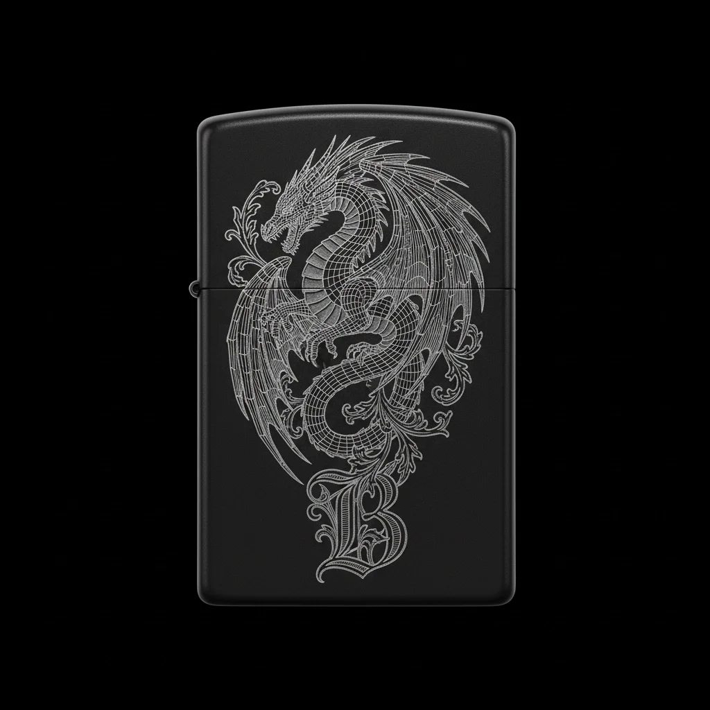 Zippo Ejderha Figürlü B Harfli Tasarım - V44