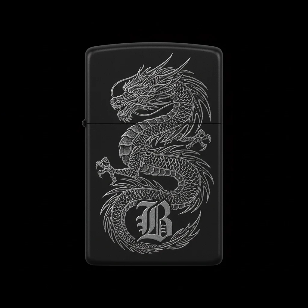 Zippo Ejderha Figürlü B Harfli Tasarım - V48