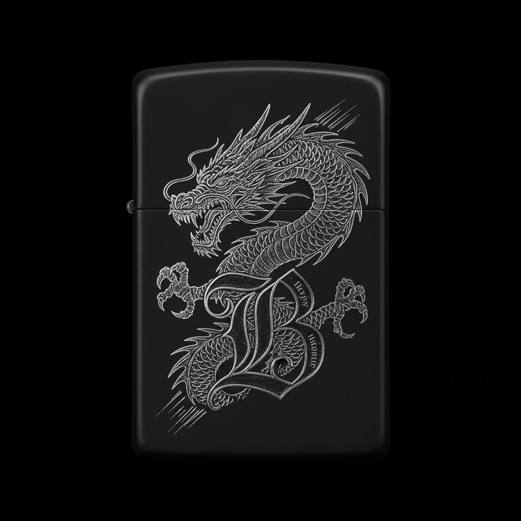 Zippo Ejderha Figürlü B Harfli Tasarım - V49