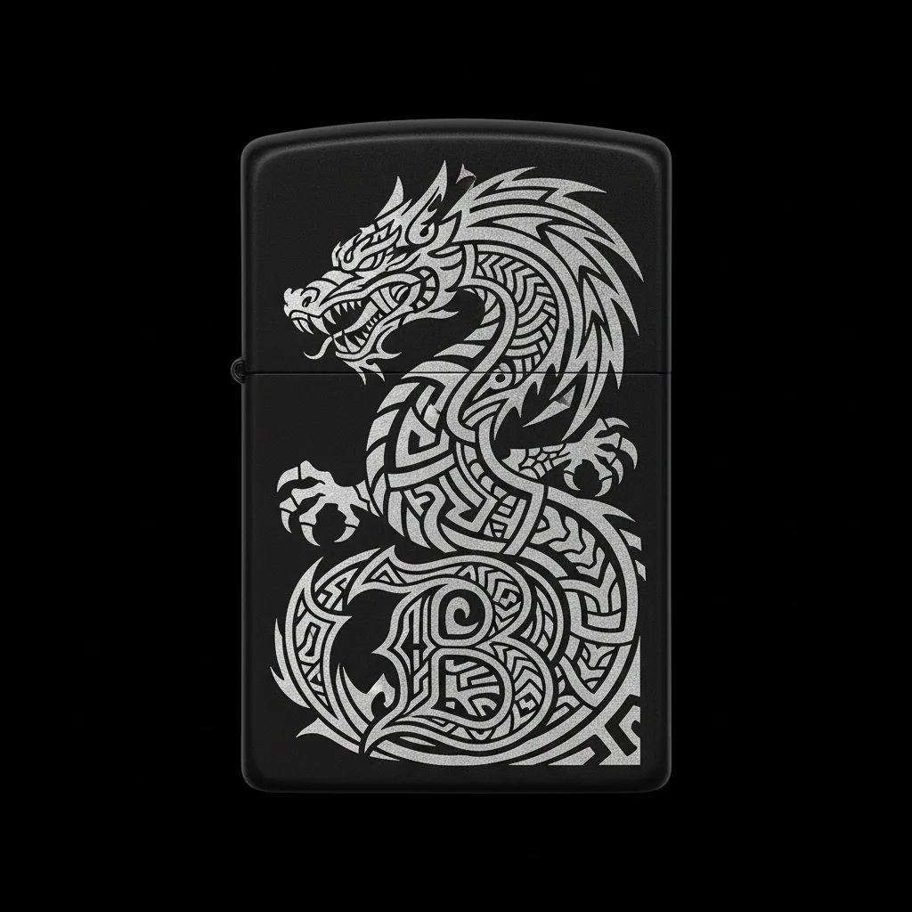 Zippo Ejderha Figürlü B Harfli Tasarım - V51