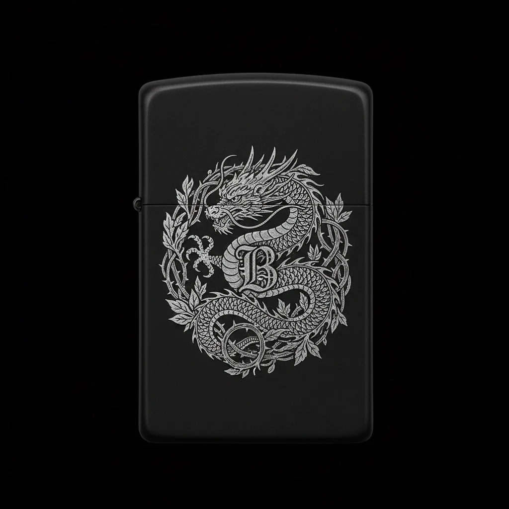 Zippo Ejderha Figürlü B Harfli Tasarım - V53