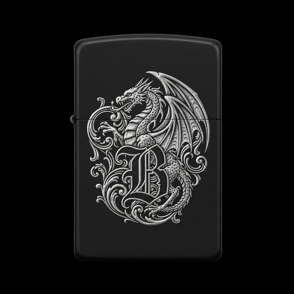 Zippo Ejderha Figürlü B Harfli Tasarım - V55