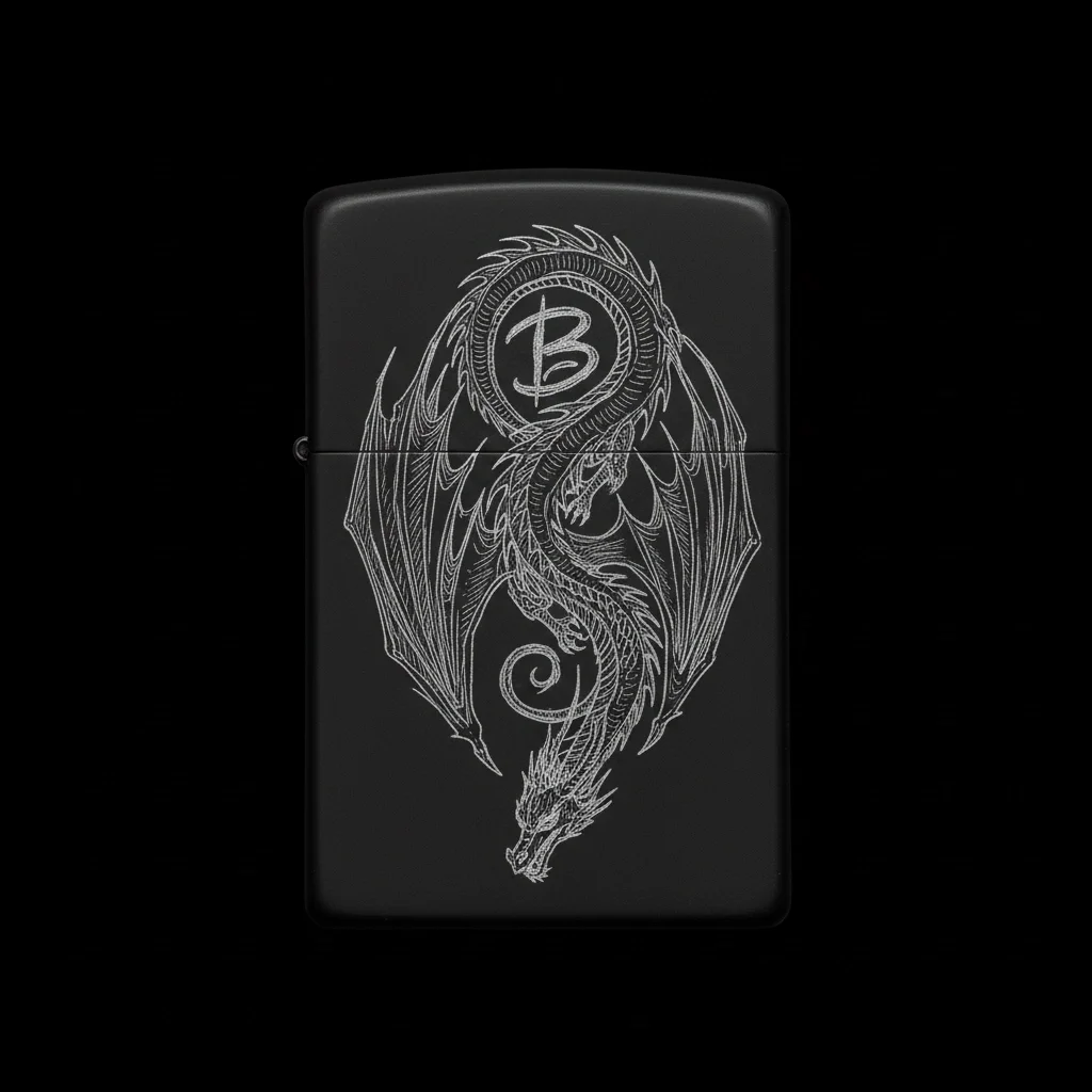 Zippo Ejderha Figürlü B Harfli Tasarım - V56