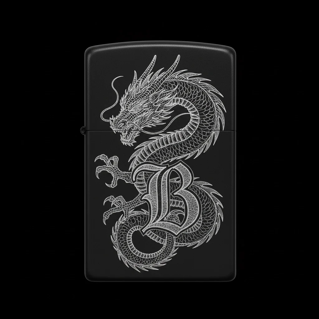 Zippo Ejderha Figürlü B Harfli Tasarım - V6