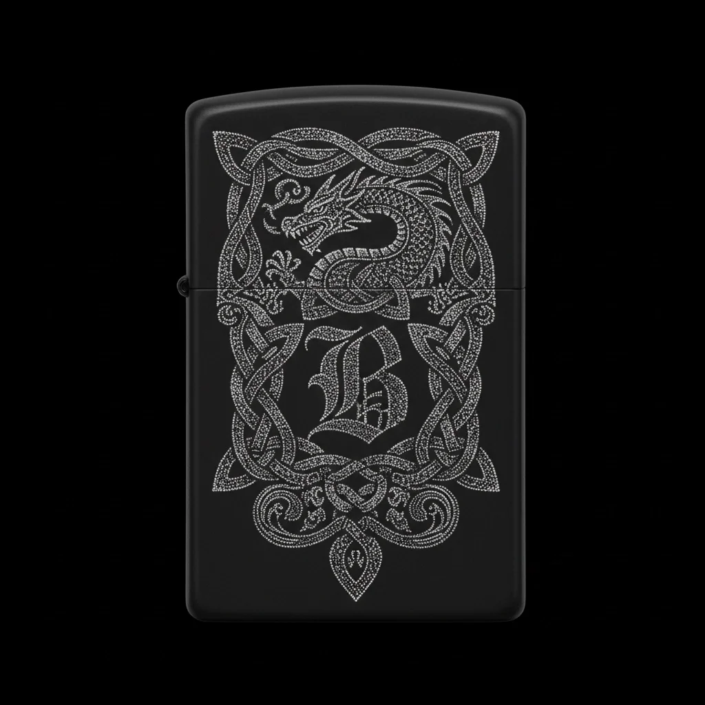 Zippo Ejderha Figürlü B Harfli Tasarım - V60