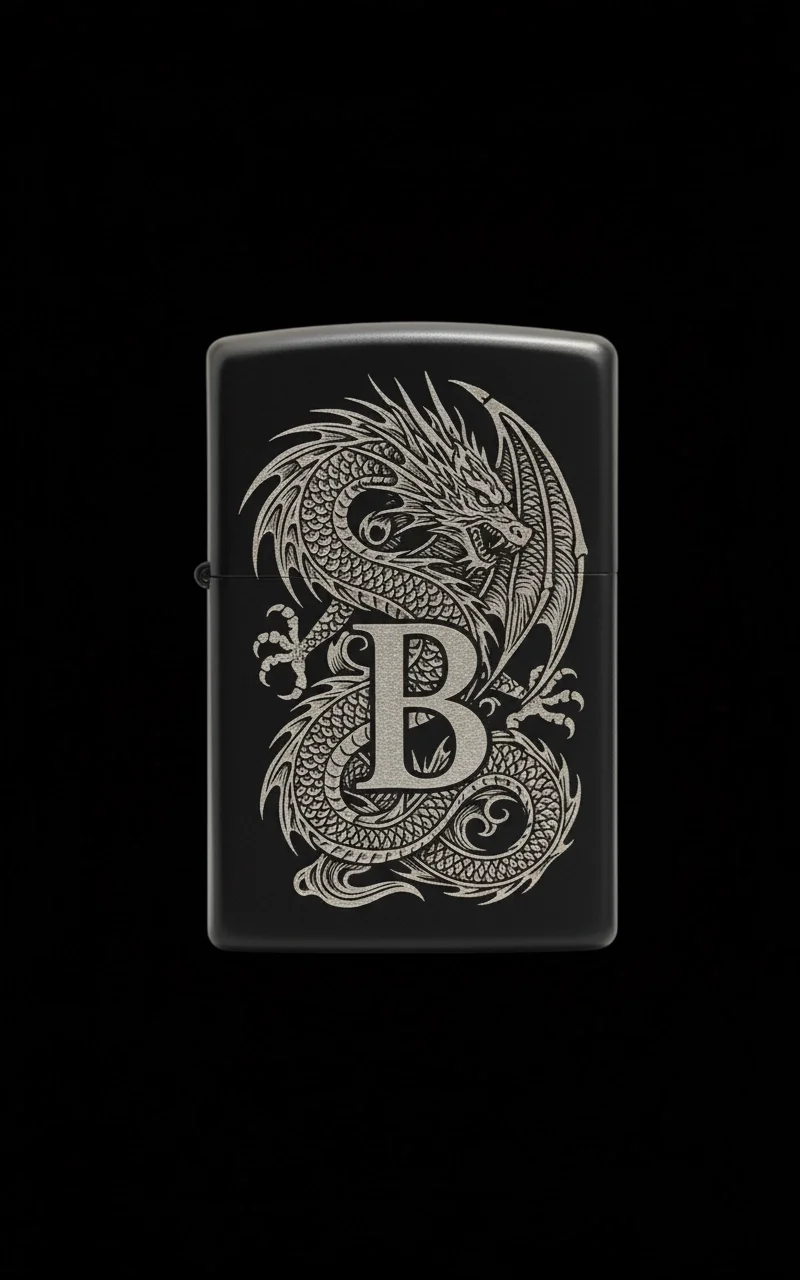 Zippo Ejderha Figürlü B Harfli Tasarım - V61