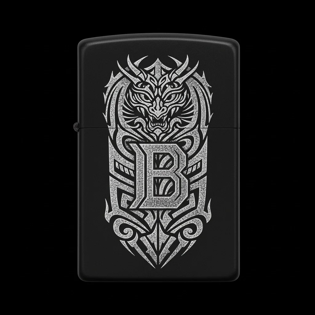 Zippo Ejderha Figürlü B Harfli Tasarım - V62
