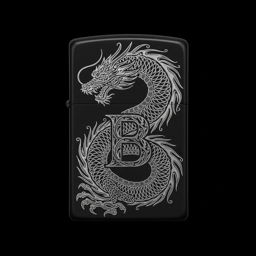 Zippo Ejderha Figürlü B Harfli Tasarım - V63