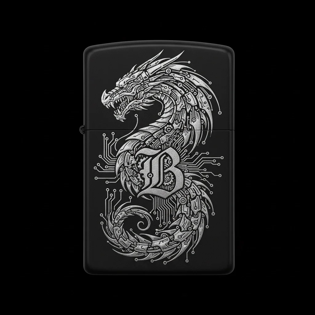 Zippo Ejderha Figürlü B Harfli Tasarım - V65