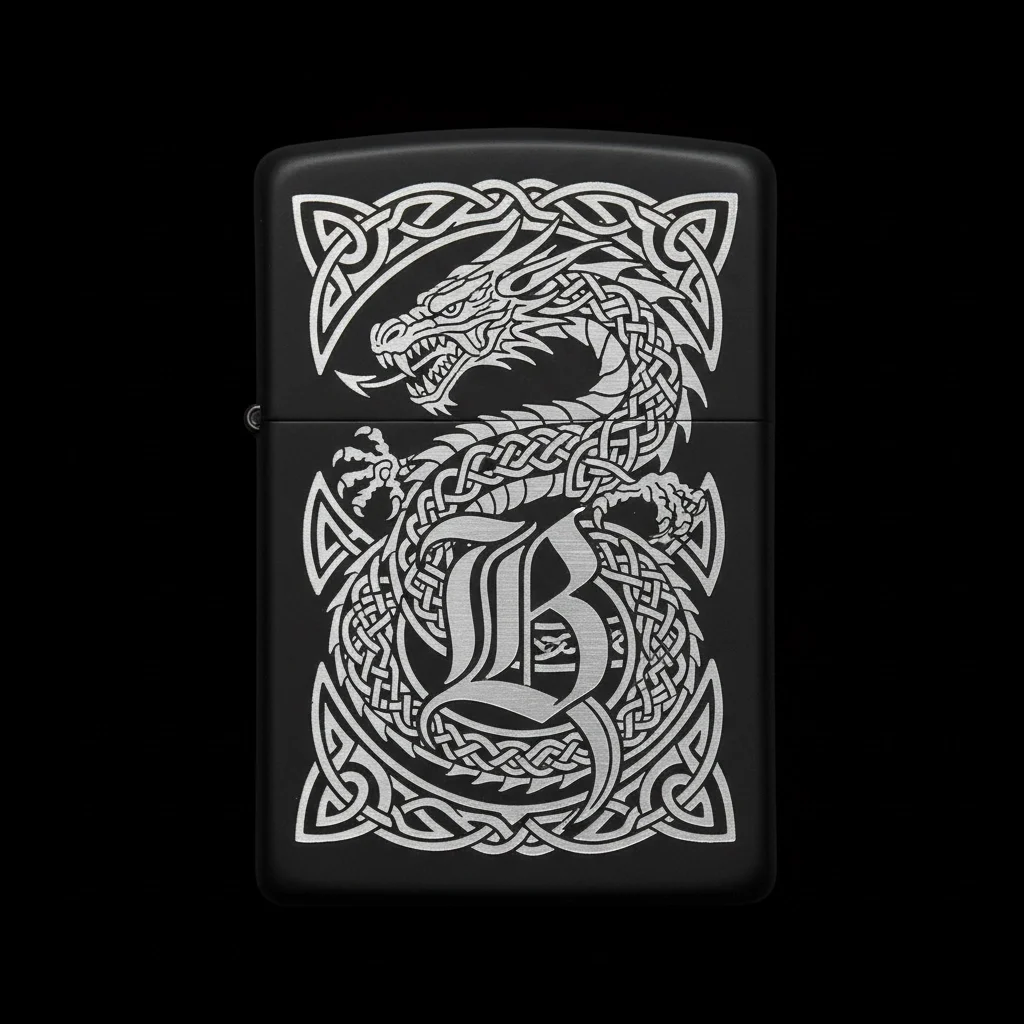 Zippo Ejderha Figürlü B Harfli Tasarım - V69