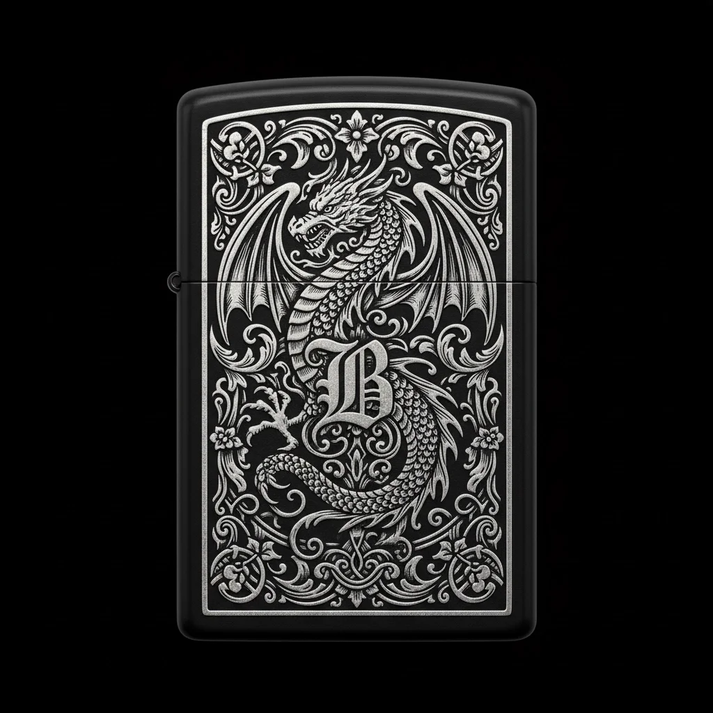 Zippo Ejderha Figürlü B Harfli Tasarım - V71