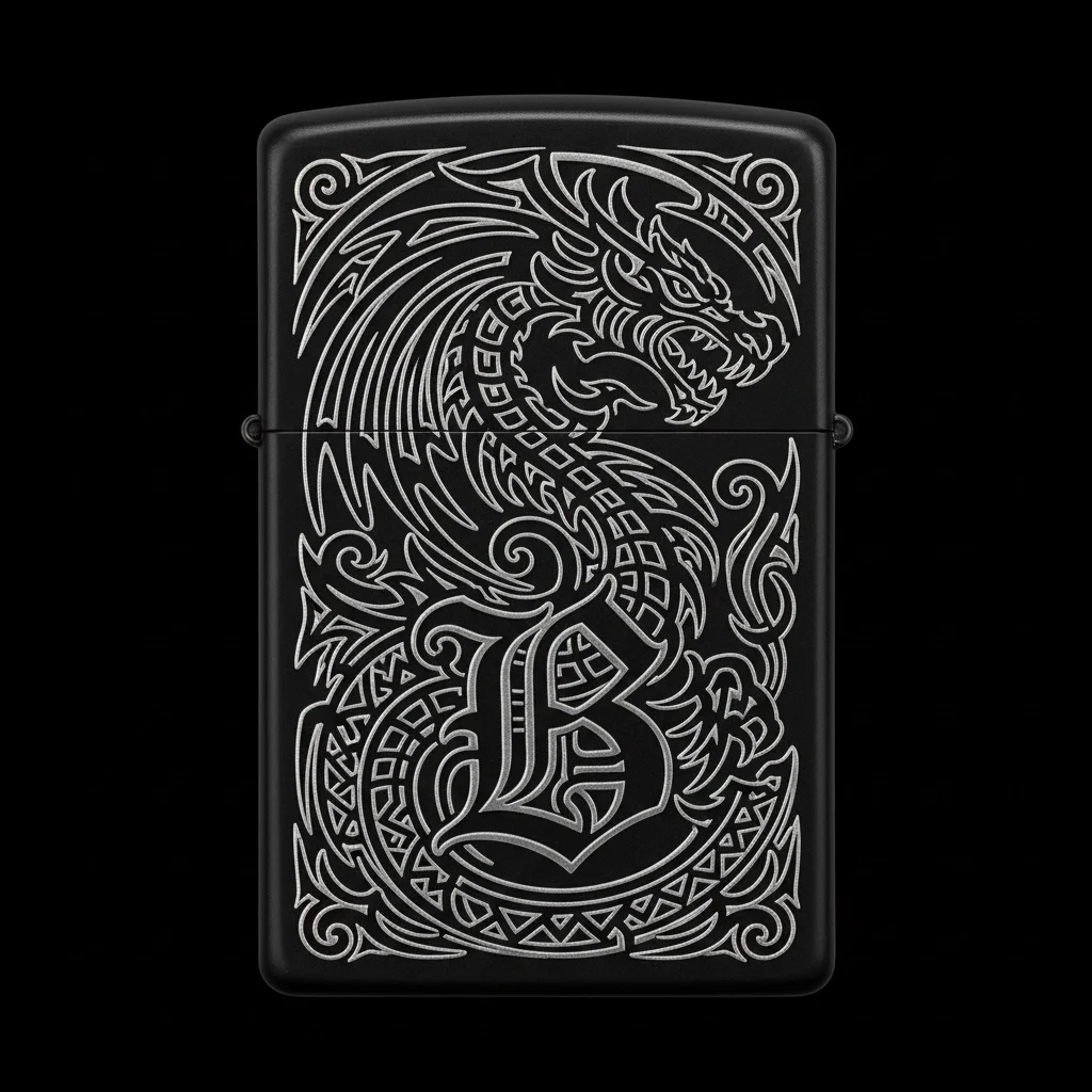 Zippo Ejderha Figürlü B Harfli Tasarım - V72
