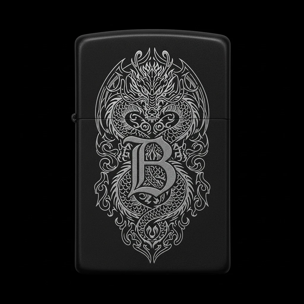 Zippo Ejderha Figürlü B Harfli Tasarım - V8