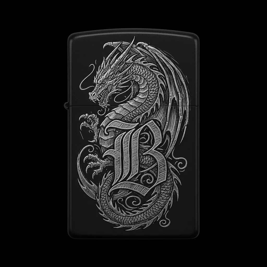Zippo Ejderha Figürlü B Harfli Tasarım - V83