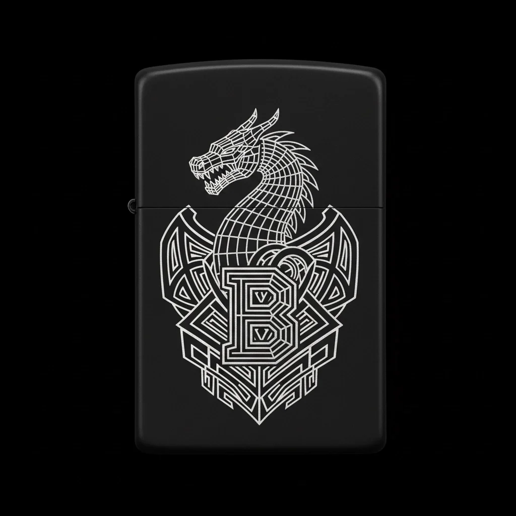 Zippo Ejderha Figürlü B Harfli Tasarım - V84