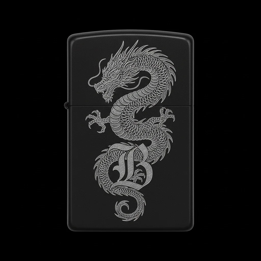 Zippo Ejderha Figürlü B Harfli Tasarım - V89
