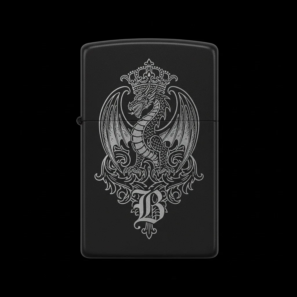 Zippo Ejderha Figürlü B Harfli Tasarım - V90