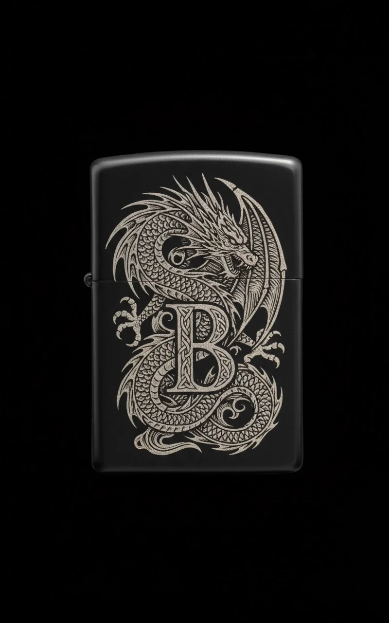 Zippo Ejderha Figürlü B Harfli Tasarım - V91