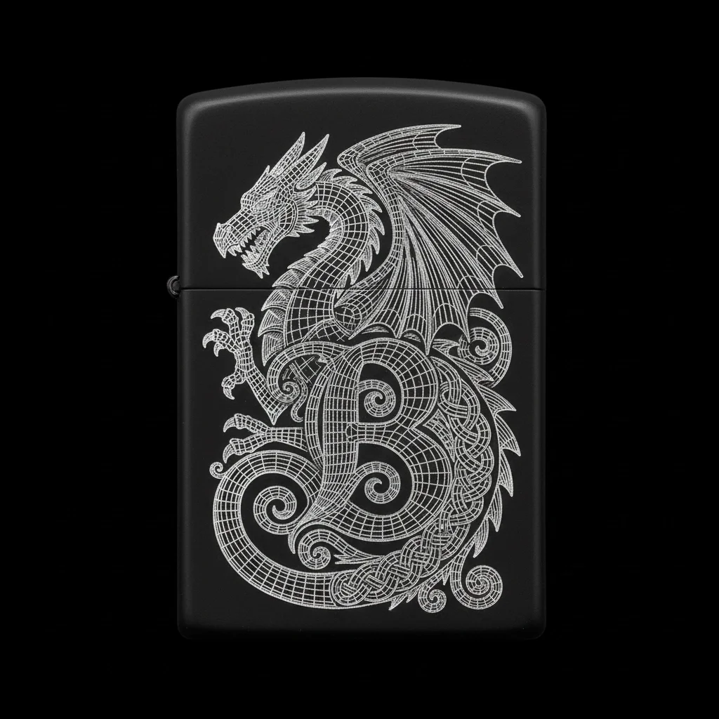 Zippo Ejderha Figürlü B Harfli Tasarım - V94
