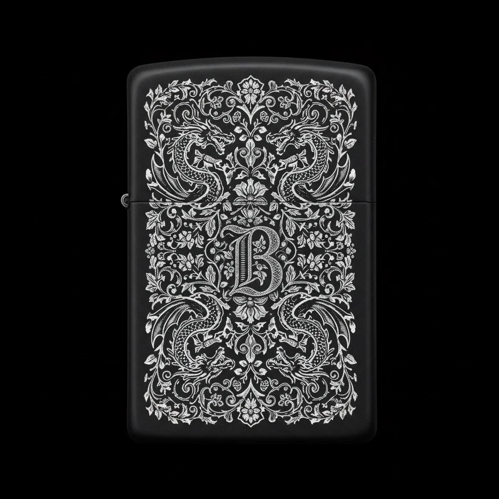 Zippo Ejderha Figürlü B Harfli Tasarım - V95