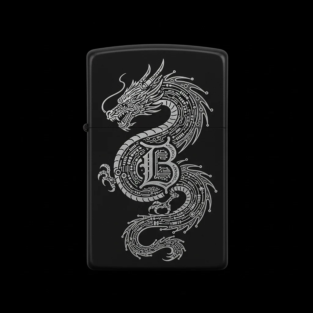Zippo Ejderha Figürlü B Harfli Tasarım - V96