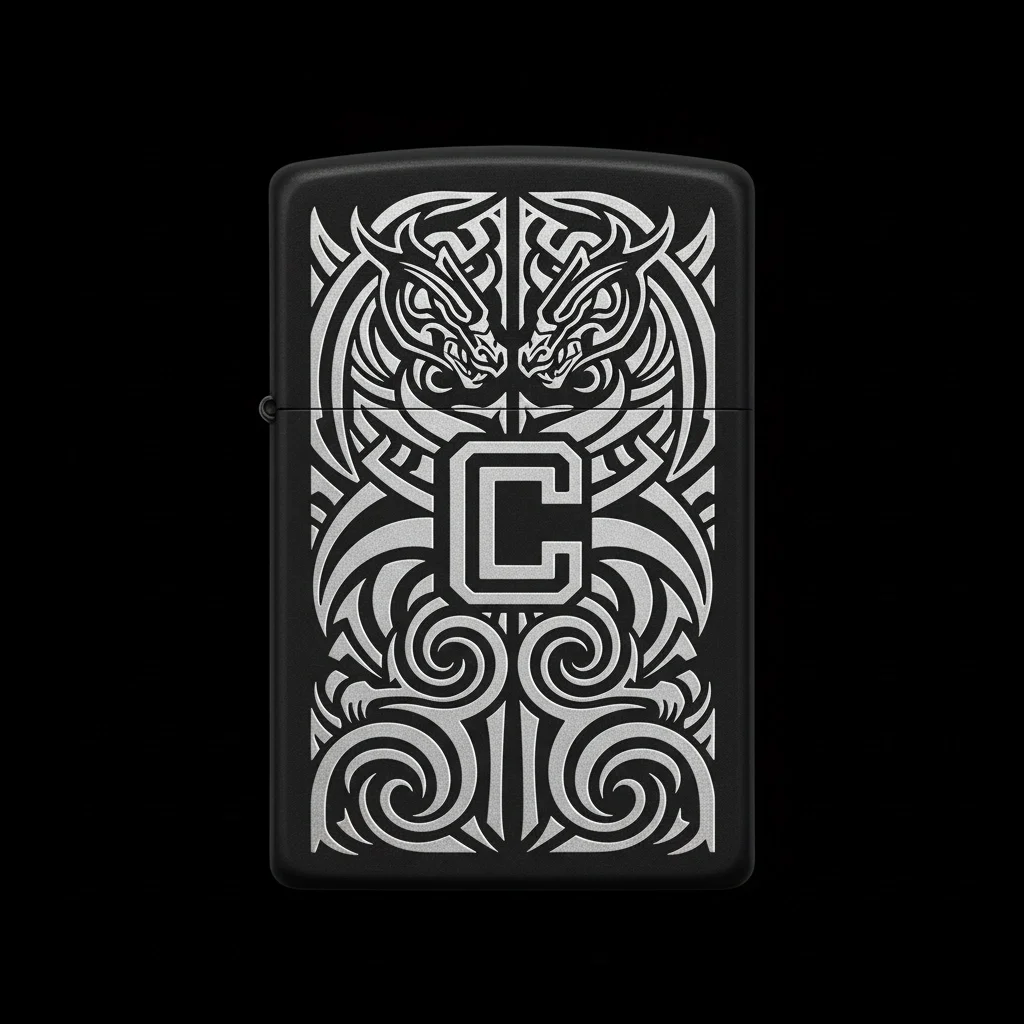 Zippo Ejderha Figürlü C Harfli Tasarım - V1