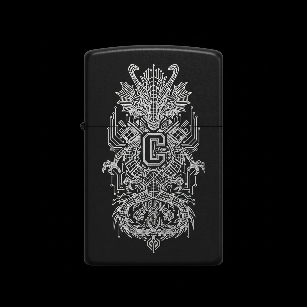 Zippo Ejderha Figürlü C Harfli Tasarım - V12