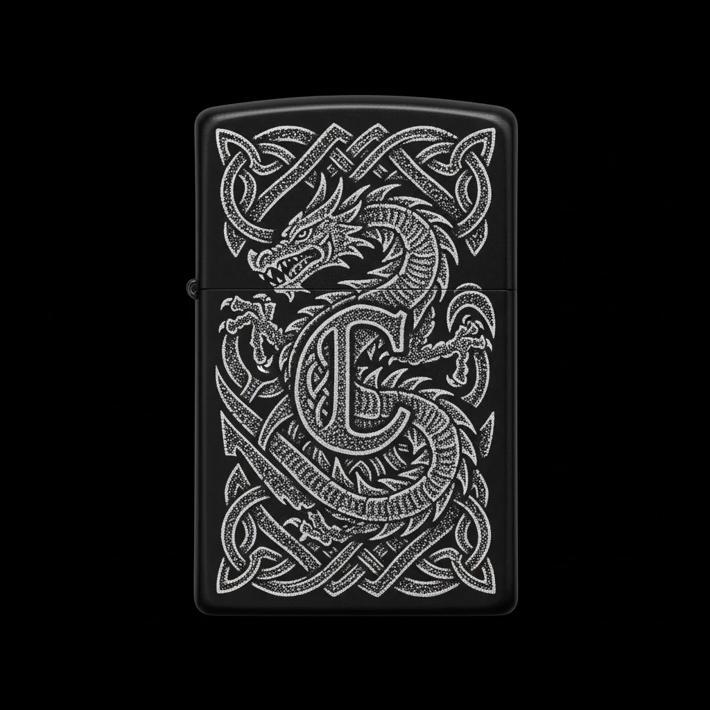 Zippo Ejderha Figürlü C Harfli Tasarım - V14