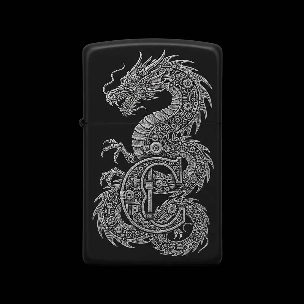 Zippo Ejderha Figürlü C Harfli Tasarım - V15