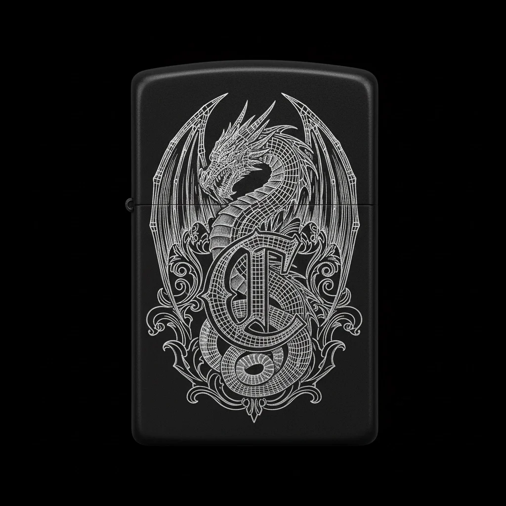 Zippo Ejderha Figürlü C Harfli Tasarım - V19