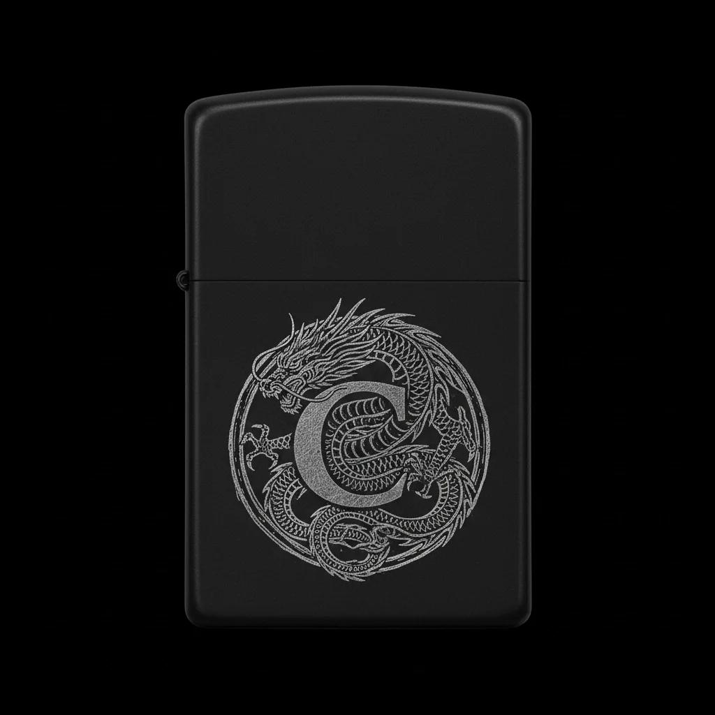 Zippo Ejderha Figürlü C Harfli Tasarım - V2