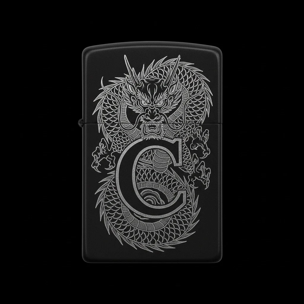 Zippo Ejderha Figürlü C Harfli Tasarım - V20