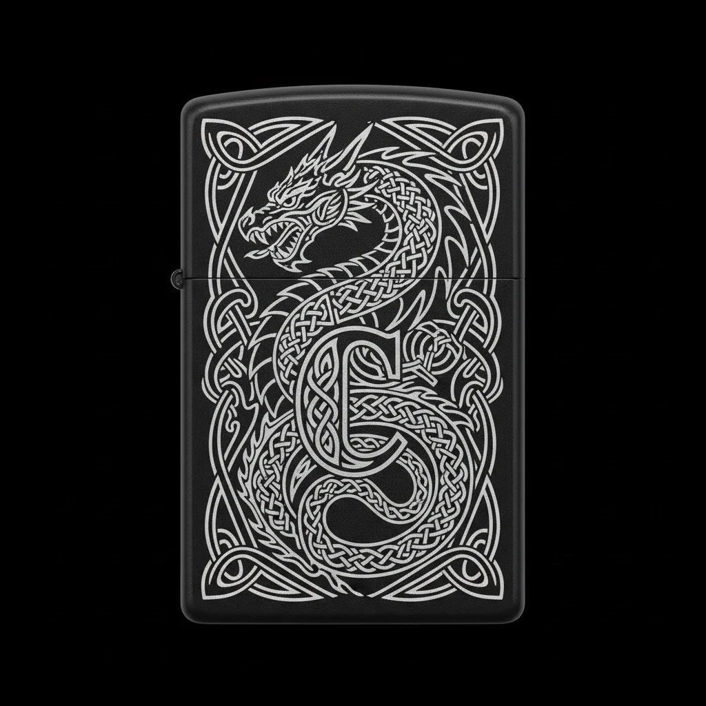 Zippo Ejderha Figürlü C Harfli Tasarım - V21
