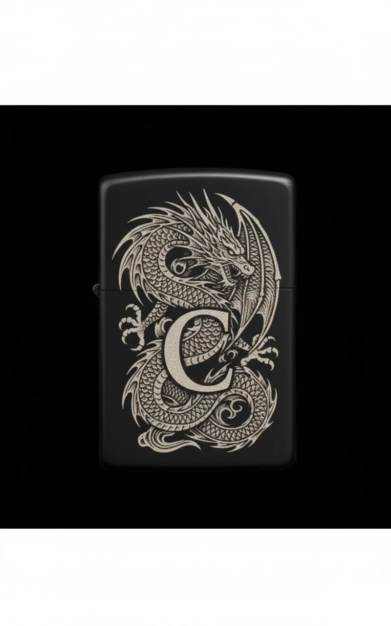 Zippo Ejderha Figürlü C Harfli Tasarım - V24