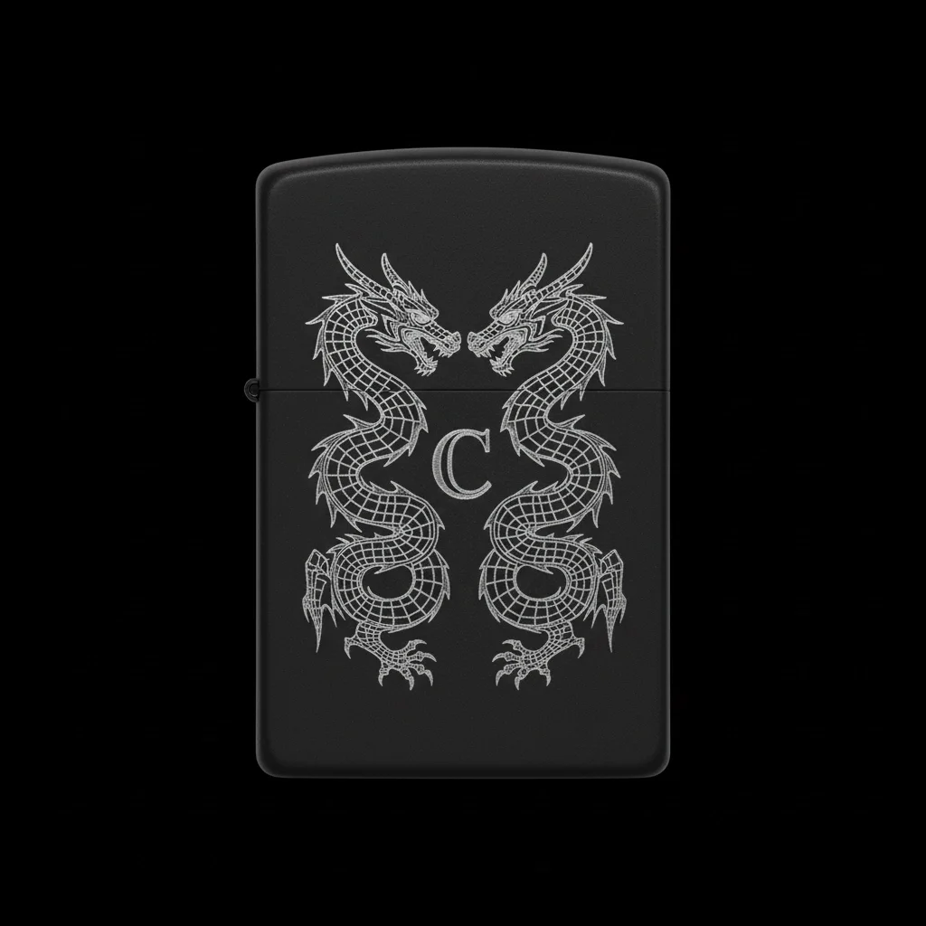Zippo Ejderha Figürlü C Harfli Tasarım - V25