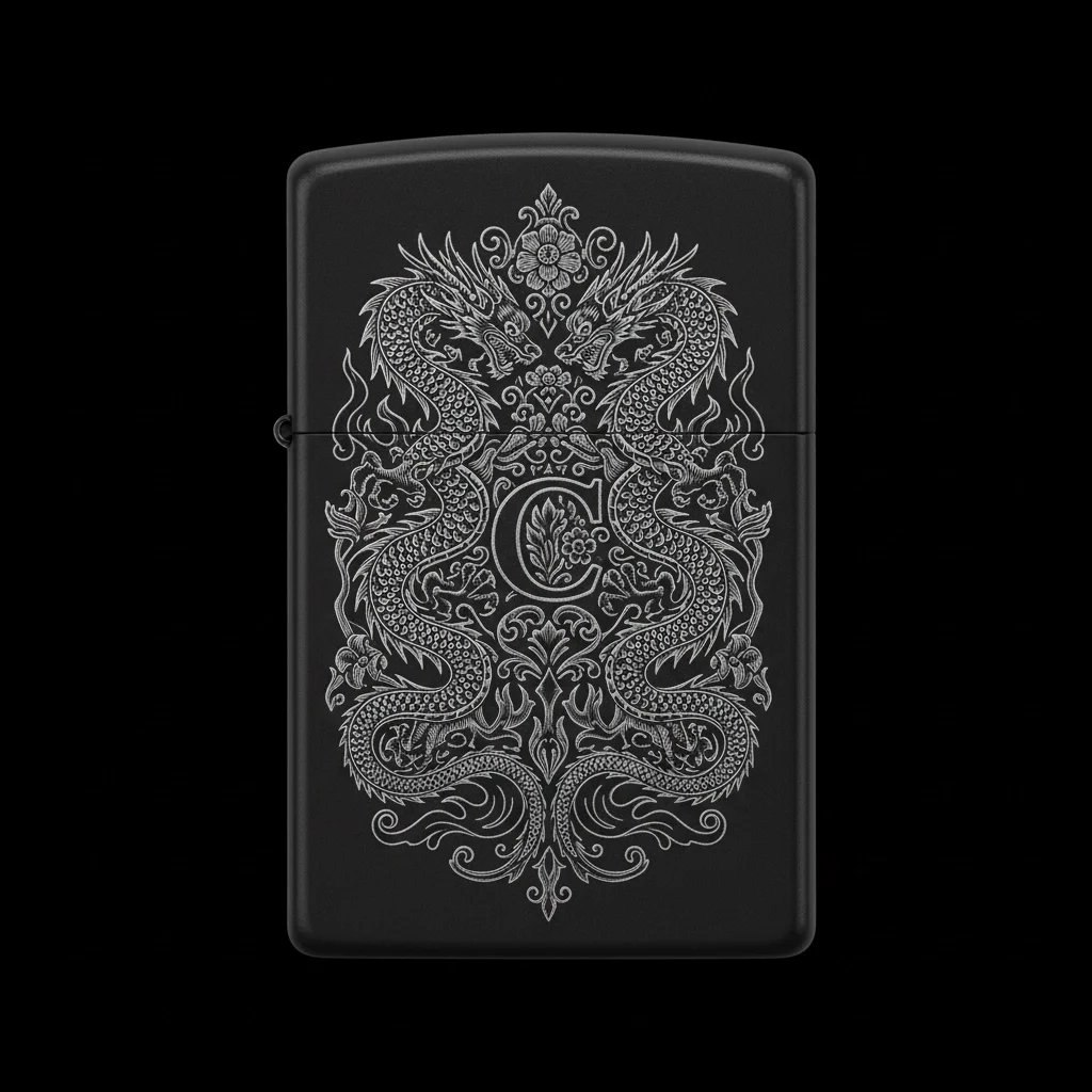 Zippo Ejderha Figürlü C Harfli Tasarım - V27