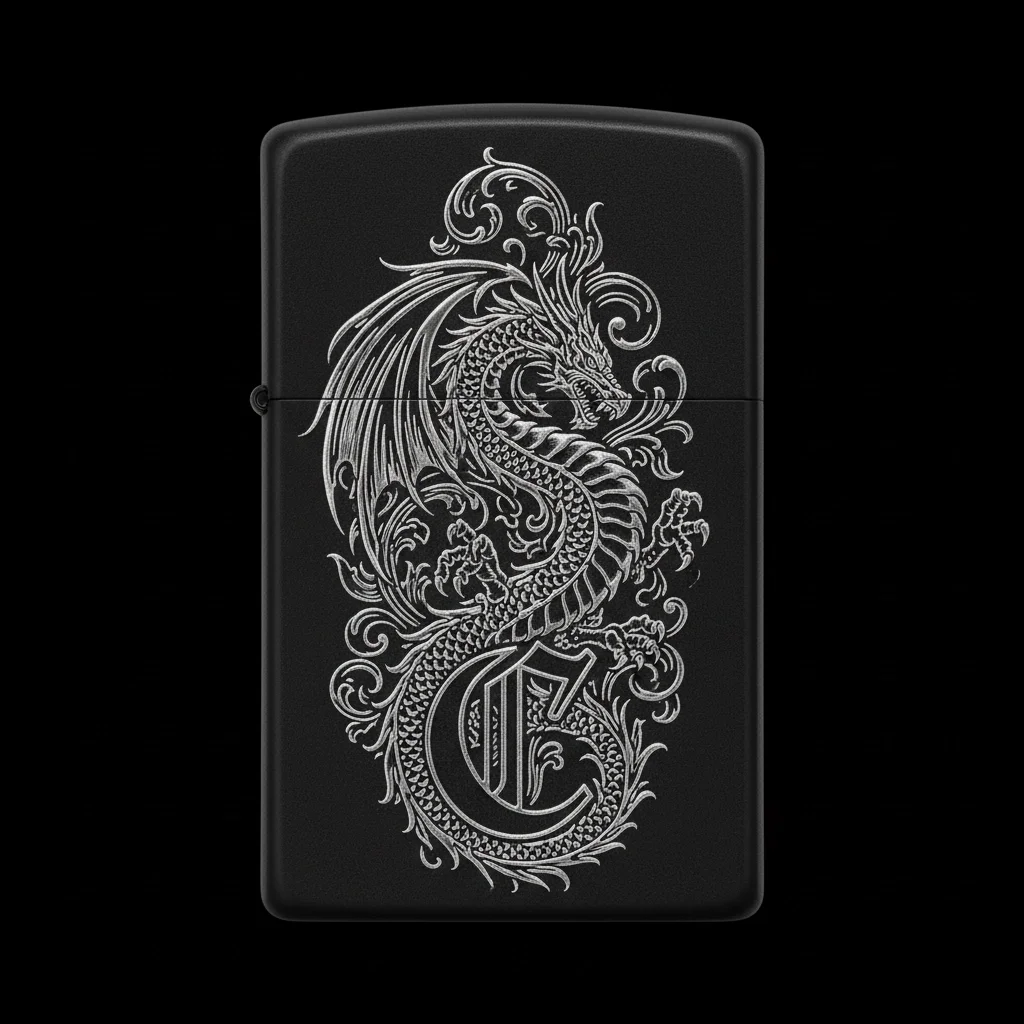 Zippo Ejderha Figürlü C Harfli Tasarım - V28